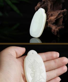 珪宝 gg65566808 和田玉吊坠关公玉牌玉佩 附鉴定