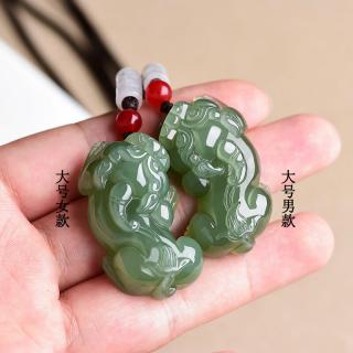 菩本 天然新疆和田玉貔貅吊坠青玉皮休男女款玉石玉器挂件玉佩坠子 青