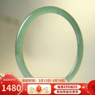 幻梦雕刻和田玉手镯浅青玉美人镯叮当镯内径约57