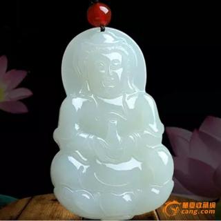 和田玉白玉观音吊坠 玉坠观音菩萨玉佩挂件男款