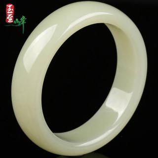 玉至峰新疆和田玉青白玉女士款浅绿手镯天然正品玉石玉器镯子玉镯
