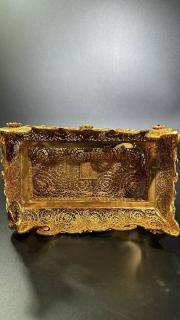 鎏金累丝镶嵌和田白玉籽料【普贤菩萨】 一级白 可国检 高25cm 宽19cm